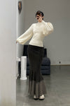 SWAYING/KNIT profile cuffed long-sleeved slim fit pullover SW24RE1T07 tooth white PS11